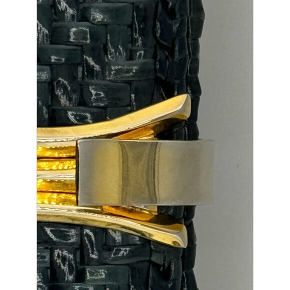 Rare RODO Vintage Green Black Wicker Weave Gold Purse Italy Made Art Deco 1960s - Picture 4 of 12